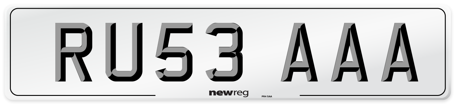RU53 AAA Number Plate from New Reg